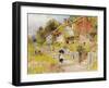 Cottages - a Row of Cottages with a Figure and Other Children Playing-William Stephen Coleman-Framed Giclee Print