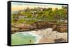 Cottages and Cove, La Jolla, California-null-Framed Stretched Canvas