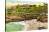 Cottages and Cove, La Jolla, California-null-Stretched Canvas