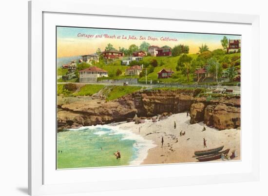 Cottages and Cove, La Jolla, California-null-Framed Art Print