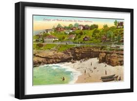 Cottages and Cove, La Jolla, California-null-Framed Art Print