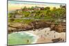 Cottages and Cove, La Jolla, California-null-Mounted Art Print