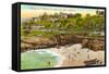 Cottages and Cove, La Jolla, California-null-Framed Stretched Canvas