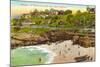 Cottages and Cove, La Jolla, California-null-Mounted Art Print