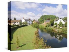 Cottages and River Arrow from the Bridge, Eardisland, Herefordshire, England, UK, Europe-Pearl Bucknell-Stretched Canvas