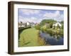 Cottages and River Arrow from the Bridge, Eardisland, Herefordshire, England, UK, Europe-Pearl Bucknell-Framed Photographic Print