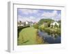 Cottages and River Arrow from the Bridge, Eardisland, Herefordshire, England, UK, Europe-Pearl Bucknell-Framed Photographic Print