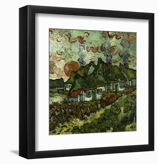 Cottages and Setting Sun-Vincent van Gogh-Framed Giclee Print