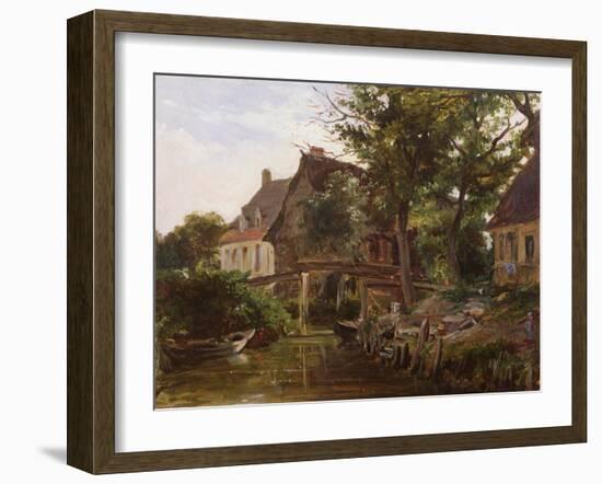 Cottages by a stream, c.1824-Richard Parkes Bonington-Framed Giclee Print