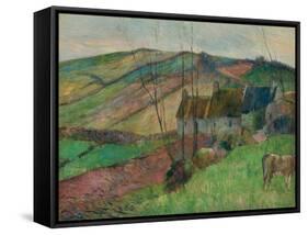 Cottages on the Flanks of Mont Sainte-Marguerite-Paul Gauguin-Framed Stretched Canvas