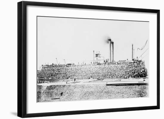 Cotton Bales Loaded on Mississippi Steamboat-null-Framed Photographic Print