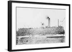 Cotton Bales Loaded on Mississippi Steamboat-null-Framed Photographic Print