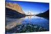 Cotton Grass Frame the Matterhorn Reflected in Lake Stellisee at Dawn, Switzerland-Roberto Moiola-Stretched Canvas