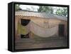 Cotton Sari Being Hung Out to Dry across Village House Wall, Rural Orissa, India, Asia-Annie Owen-Framed Stretched Canvas