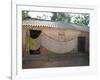 Cotton Sari Being Hung Out to Dry across Village House Wall, Rural Orissa, India, Asia-Annie Owen-Framed Photographic Print