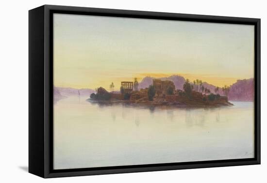 Coucher de soleil sur l'île de Philae-Edward Lear-Framed Stretched Canvas