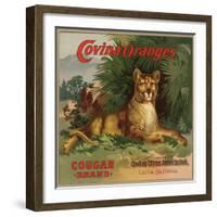 Cougar Brand - Covina, California - Citrus Crate Label-Lantern Press-Framed Art Print