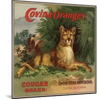 Cougar Brand - Covina, California - Citrus Crate Label-Lantern Press-Mounted Art Print