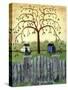 Couintry Cats under Willow Tree-Cheryl Bartley-Stretched Canvas