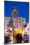 Council House and Christmas Market Stalls in the Market Square-Frank Fell-Mounted Photographic Print