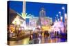 Council House and Christmas Market Stalls in the Market Square-Frank Fell-Stretched Canvas