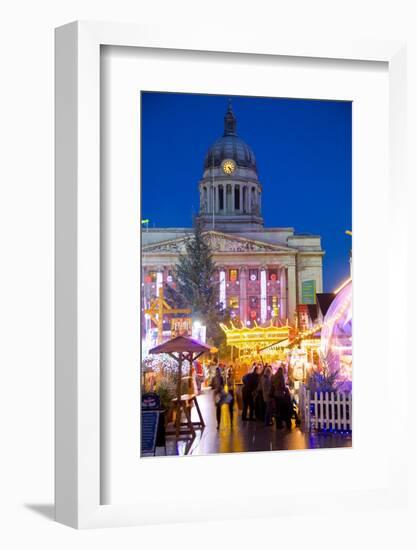 Council House and Christmas Market Stalls in the Market Square-Frank Fell-Framed Photographic Print