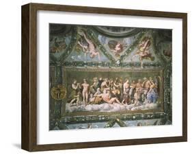 Council of Gods, Detail from Fresco Cycle Stories of Cupid and Psyche, 1518-Raffaello Sanzio-Framed Giclee Print