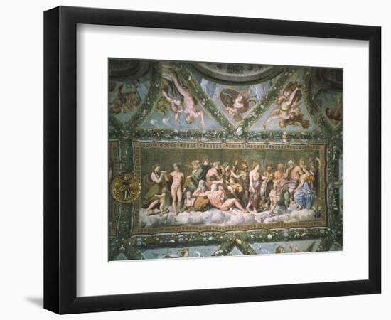 Council of Gods, Detail from Fresco Cycle Stories of Cupid and Psyche, 1518-Raffaello Sanzio-Framed Giclee Print