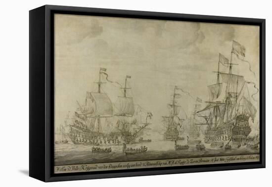 Council of War Aboard the Seven Provinces-Willem van de Velde-Framed Stretched Canvas