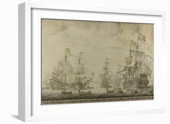 Council of War Aboard the Seven Provinces-Willem van de Velde-Framed Art Print
