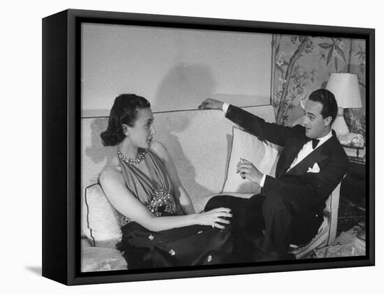 Count and Countess Emanuele Borromeo D'Adda, Relaxing in their Home in Rome-Carl Mydans-Framed Stretched Canvas