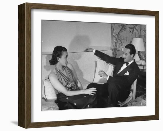 Count and Countess Emanuele Borromeo D'Adda, Relaxing in their Home in Rome-Carl Mydans-Framed Photographic Print