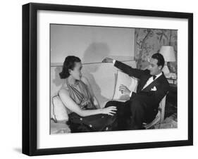 Count and Countess Emanuele Borromeo D'Adda, Relaxing in their Home in Rome-Carl Mydans-Framed Photographic Print