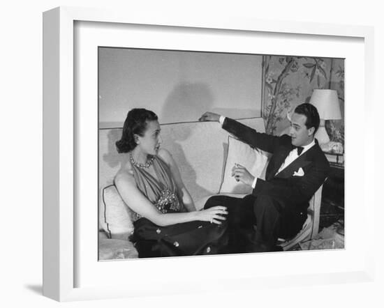 Count and Countess Emanuele Borromeo D'Adda, Relaxing in their Home in Rome-Carl Mydans-Framed Photographic Print