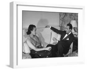 Count and Countess Emanuele Borromeo D'Adda, Relaxing in their Home in Rome-Carl Mydans-Framed Photographic Print