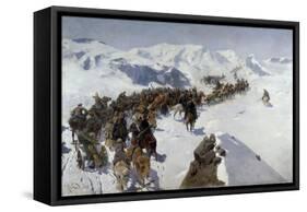 Count Argutinsky Crossing the Caucasian Range, 1892-Franz Roubaud-Framed Stretched Canvas