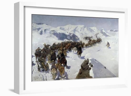 Count Argutinsky Crossing the Caucasian Range, 1892-Franz Roubaud-Framed Giclee Print