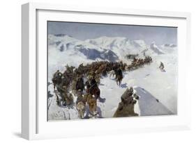 Count Argutinsky Crossing the Caucasian Range, 1892-Franz Roubaud-Framed Giclee Print