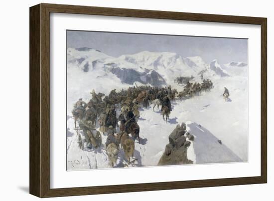 Count Argutinsky Crossing the Caucasian Range, 1892-Franz Roubaud-Framed Giclee Print