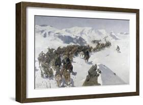 Count Argutinsky Crossing the Caucasian Range, 1892-Franz Roubaud-Framed Giclee Print