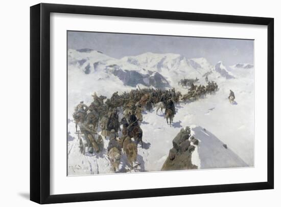 Count Argutinsky Crossing the Caucasian Range, 1892-Franz Roubaud-Framed Giclee Print