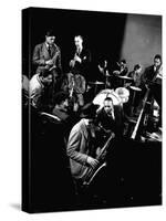 Count Basie at Piano, Lester Young on Sax, Dizzy Gellespie, Mezzrow on Clarinet, Gjon Mili's Studio-Gjon Mili-Stretched Canvas