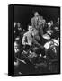 Count Basie, Lester Young and Others at Jam Session-Gjon Mili-Framed Stretched Canvas