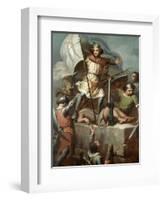 Count Berenguer III Raising the Standard of Barcelona on the Tower of Foix Castle, 1857-Maria Fortuny-Framed Giclee Print