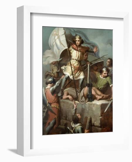 Count Berenguer III Raising the Standard of Barcelona on the Tower of Foix Castle, 1857-Maria Fortuny-Framed Giclee Print