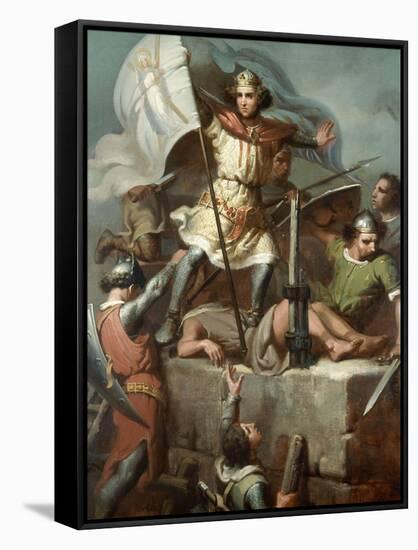 Count Berenguer III Raising the Standard of Barcelona on the Tower of Foix Castle, 1857-Maria Fortuny-Framed Stretched Canvas