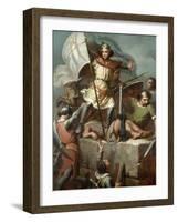 Count Berenguer III Raising the Standard of Barcelona on the Tower of Foix Castle, 1857-Maria Fortuny-Framed Giclee Print