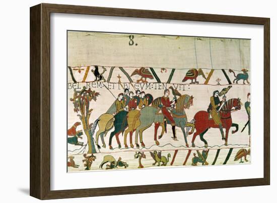 Count Guy Leads Him to Beurain Where He Keeps Him, Detail from the Bayeux Tapestry, Before 1082-null-Framed Giclee Print