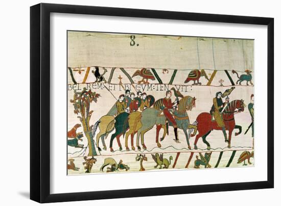 Count Guy Leads Him to Beurain Where He Keeps Him, Detail from the Bayeux Tapestry, Before 1082-null-Framed Giclee Print