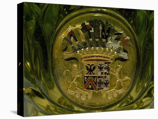 Count Harrach's Coat of Arms, Detail from Decanter Set in Yellow Isabelle Glass, 1839-1841-null-Stretched Canvas